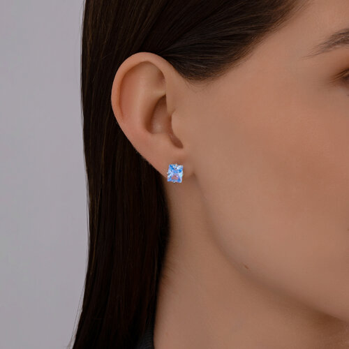 Cercei Pusete din argint  cu pietre Cubic Zirconia Albastru