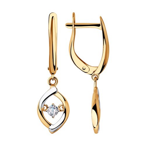 Cercei Suspendați din aur roșu cu pietre Cubic Zirconia Incolor