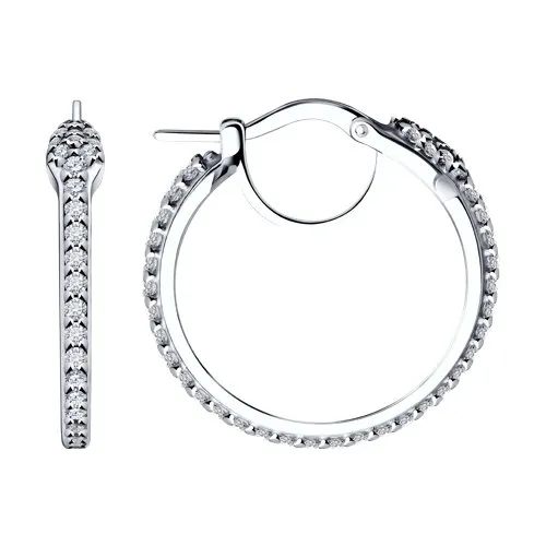 Cercei Creole din argint cu Cubic Zirconia Incolor