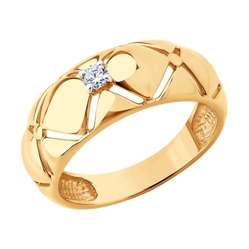 Inel din aur roșu cu pietre Cubic Zirconia Incolor