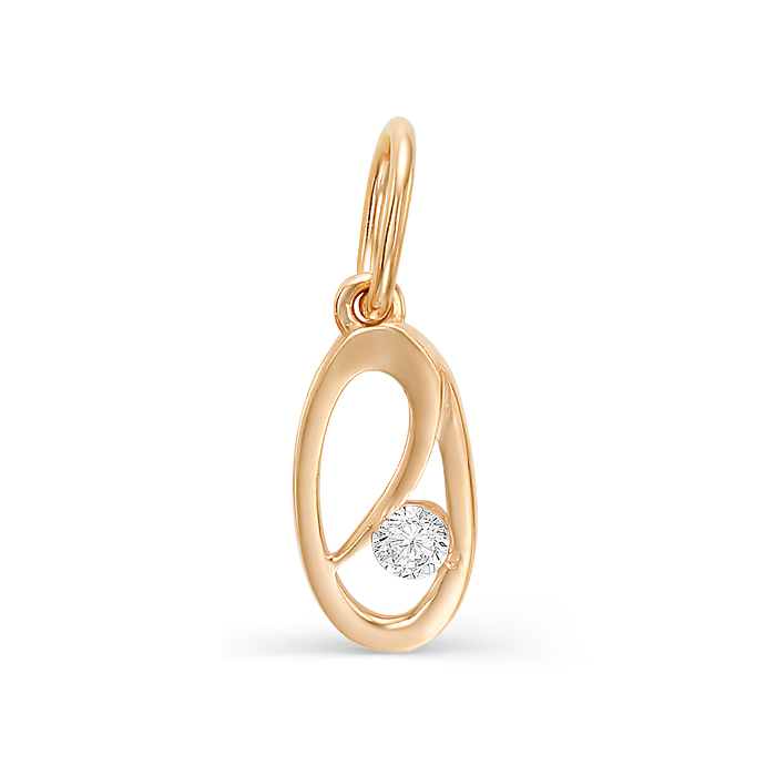 Pandantiv din aur roșu cu pietre Cubic Zirconia Incolor