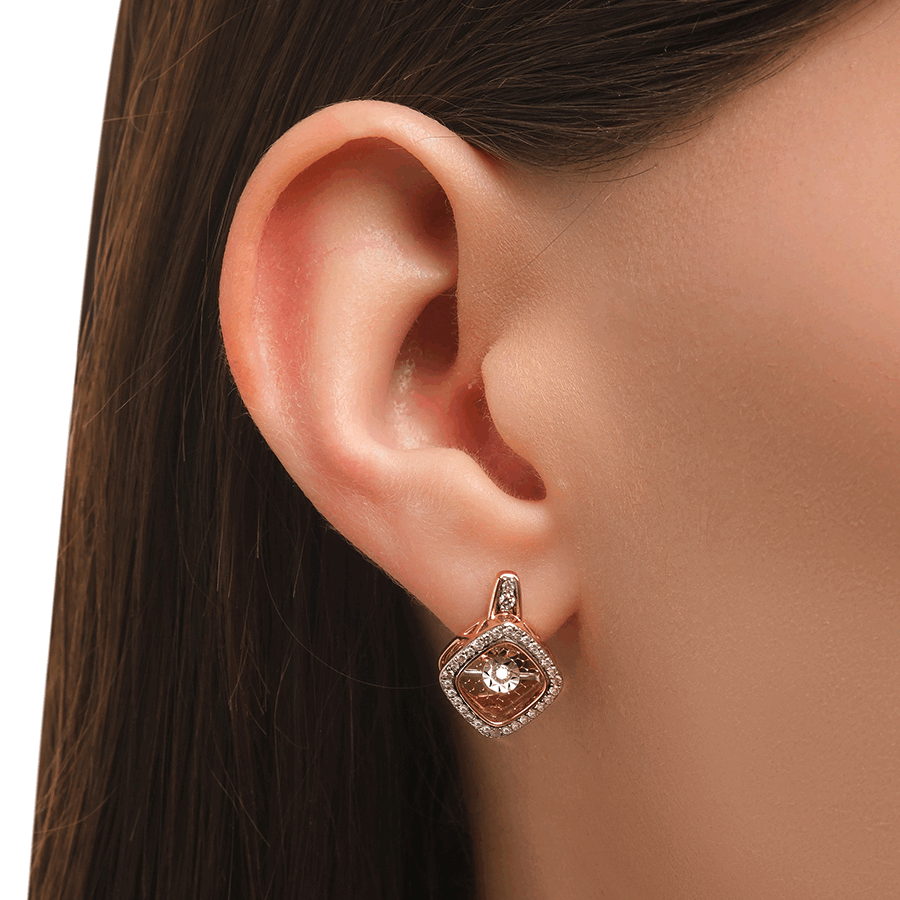 Cercei din aur roșu cu pietre Diamant