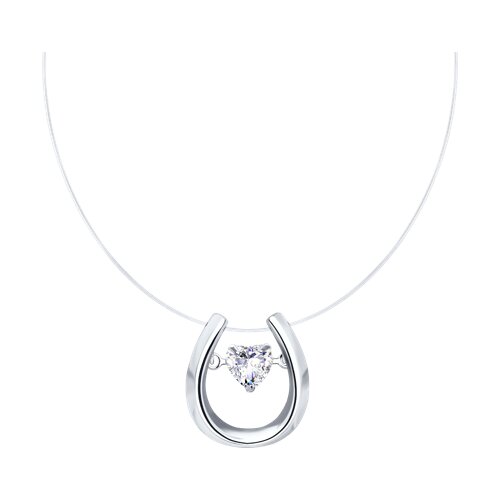 Colier din argint  cu pietre Swarovski, Fir transparent