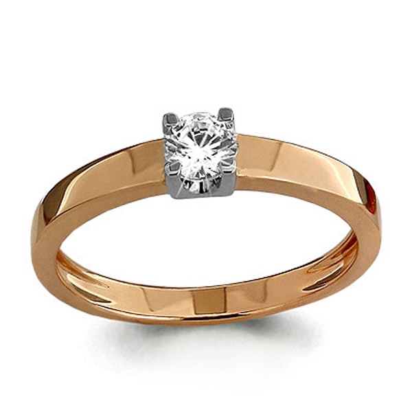 Кольцо из красного золота с камнями Бриллиант