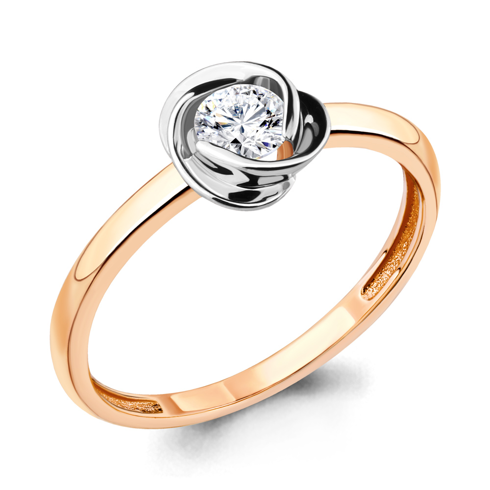 Кольцо из красного золота с камнями Бриллиант