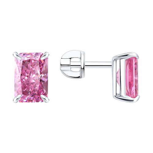 Cercei Pusete din argint  cu pietre Cubic Zirconia Roz