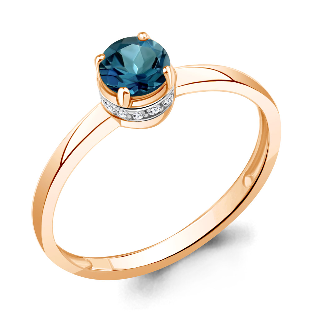 Inel din aur roșu cu pietre Diamant, Topaz London