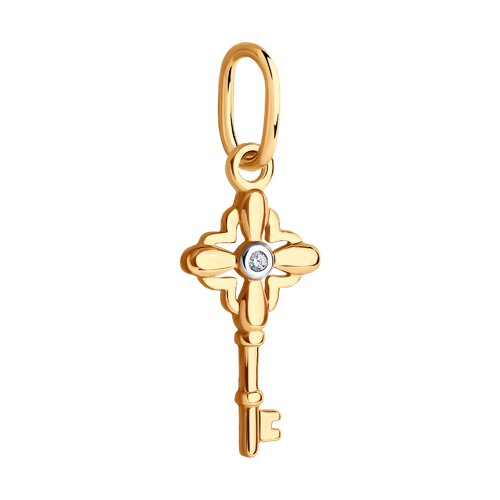 Pandantiv din aur roșu cu pietre Cubic Zirconia Incolor