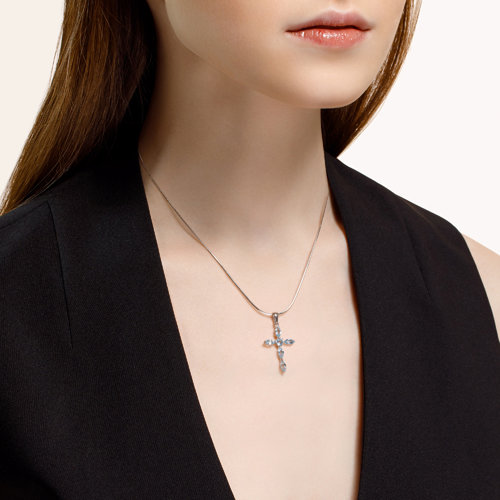 Cruce din argint  cu pietre Topaz albastru