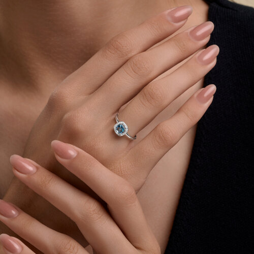 Inel din aur alb cu pietre Diamant, Topaz Swiss