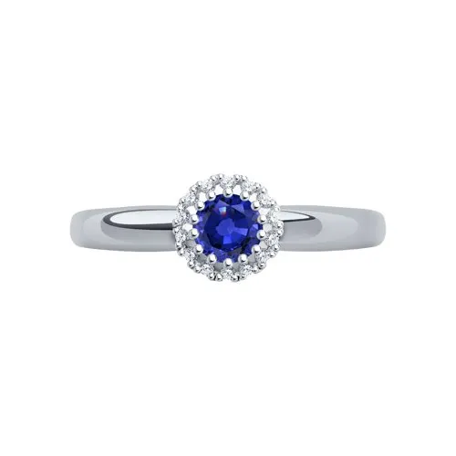 Inel din aur alb cu Diamant, Safir