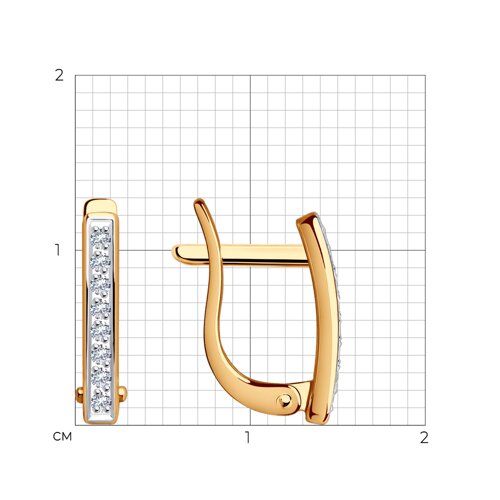 Cercei din aur roșu cu pietre Cubic Zirconia Incolor