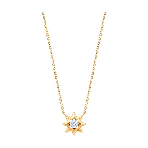 Colier din aur roșu cu pietre Cubic Zirconia Incolor