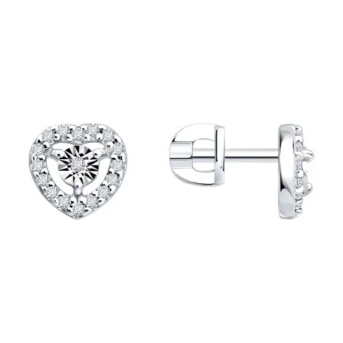 Cercei Pusete din argint cu Diamant, Cubic Zirconia Incolor