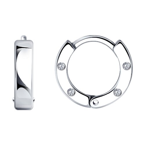 Cercei Creole din argint  cu pietre Cubic Zirconia Incolor