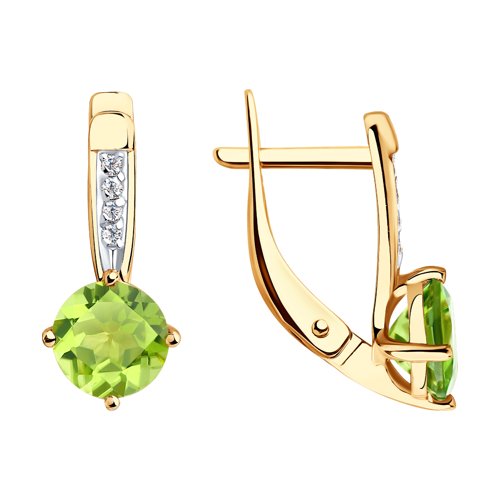 Cercei din aur roșu cu pietre Cubic zirconia, Crisolit