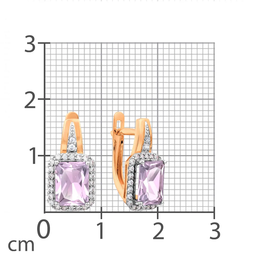 Cercei din aur roșu cu Cubic Zirconia Incolor, Ametist
