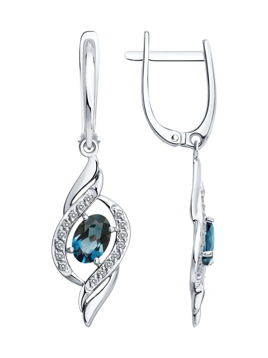 Cercei Suspendați din aur roșu cu Cubic Zirconia Incolor, Topaz London