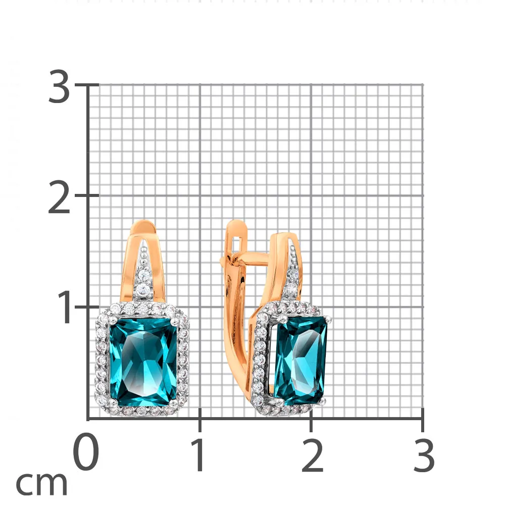 Cercei din aur roșu cu Cubic Zirconia Incolor, Topaz London