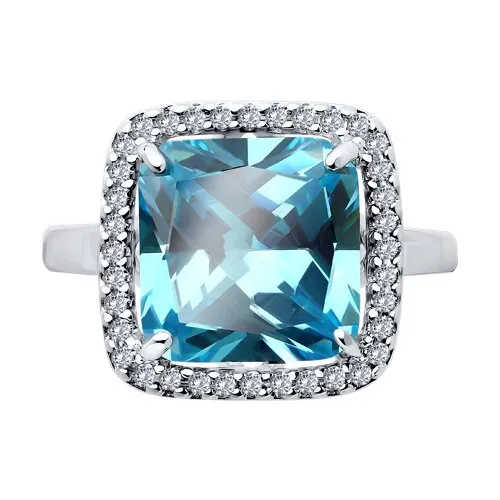Inel din argint cu Cubic Zirconia Incolor, Cubic Zirconia Albastru