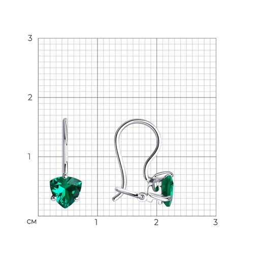 Cercei p-u copii din argint  cu pietre Cubic Zirconia Verde