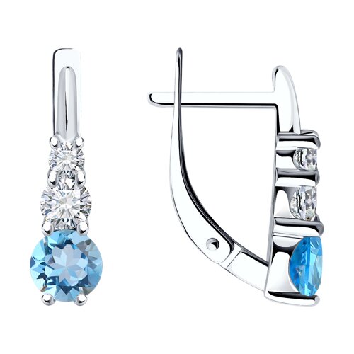 Cercei din argint  cu pietre Cubic Zirconia Incolor, Topaz Swiss