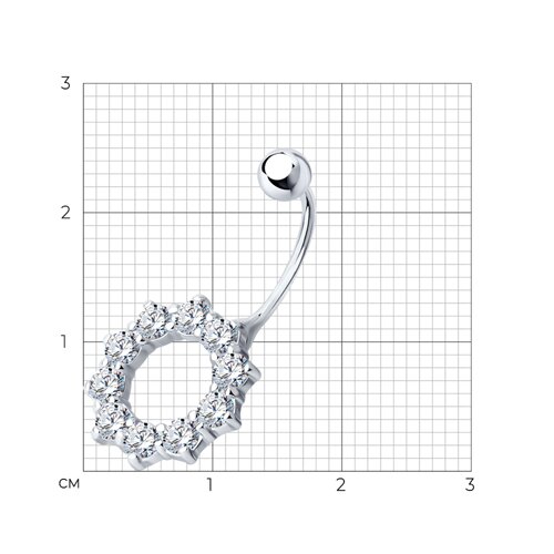 Piercing din argint  cu pietre Cubic Zirconia Incolor