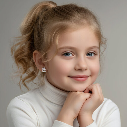 Cercei Pusete din aur alb și roșu cu pietre Diamant, Sidef Alb