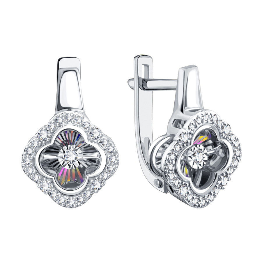 Cercei din aur alb cu pietre Diamant