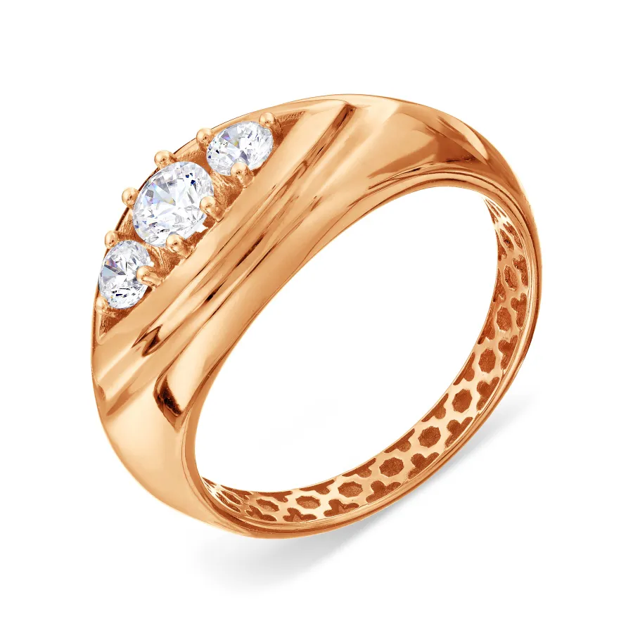 Inel din aur roșu cu Cubic Zirconia Incolor