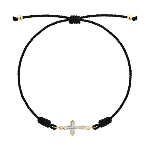 Brățară Cruce din aur roșu cu pietre Diamant, Textil