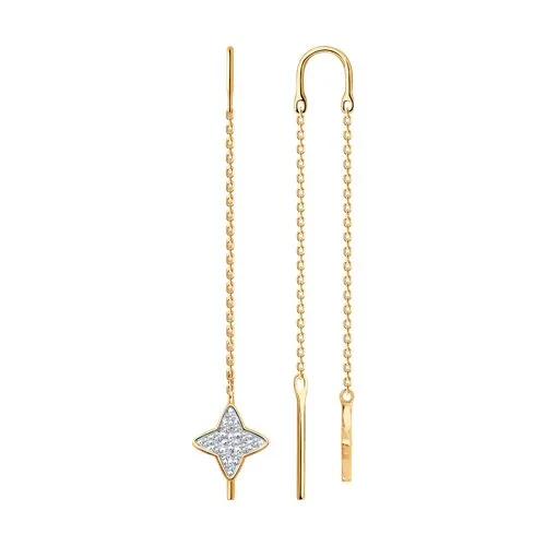 Cercei Lanț din aur roșu cu Cubic Zirconia Incolor