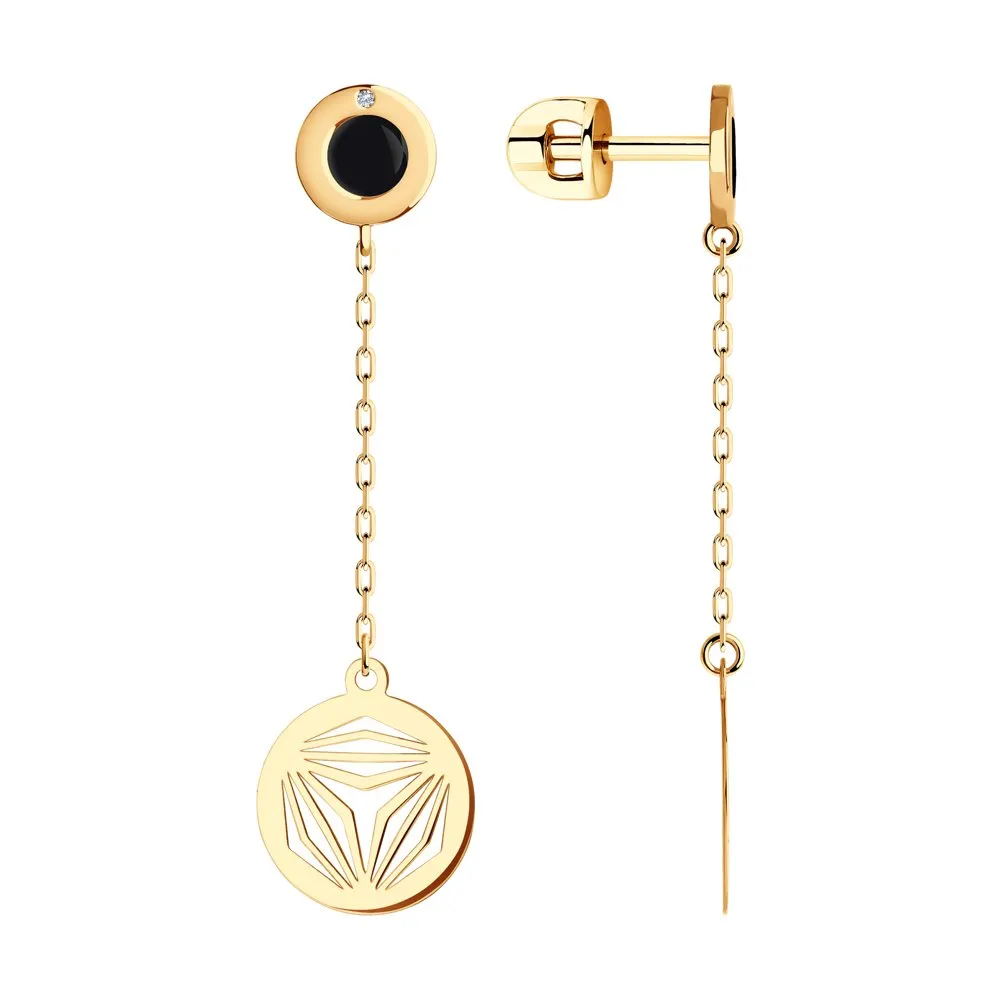 Cercei Pusete din aur roșu cu Cubic Zirconia Incolor, Emailare