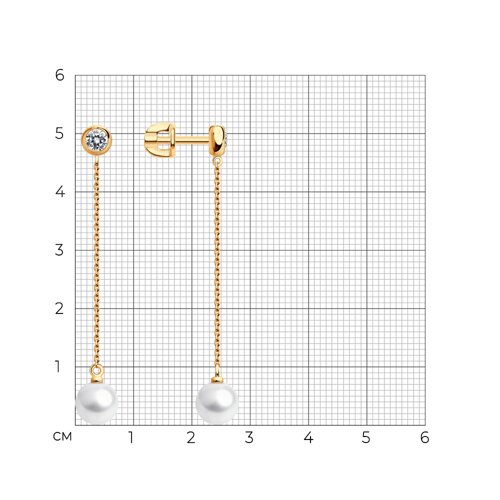 Cercei Pusete din aur roșu cu pietre Cubic Zirconia Incolor, Perla Albă
