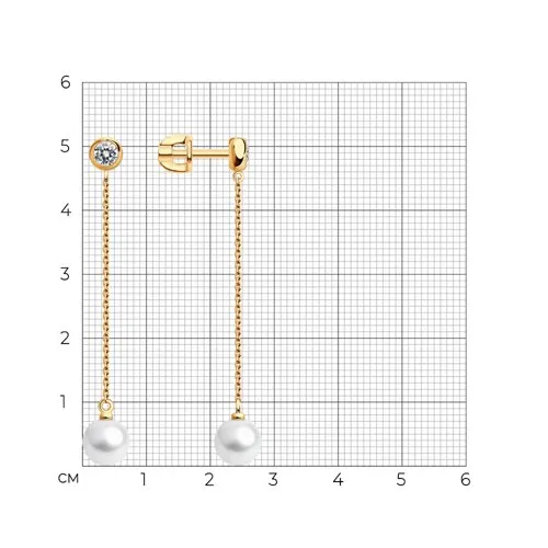 Cercei Pusete din aur roșu cu Cubic Zirconia Incolor, Perla Albă