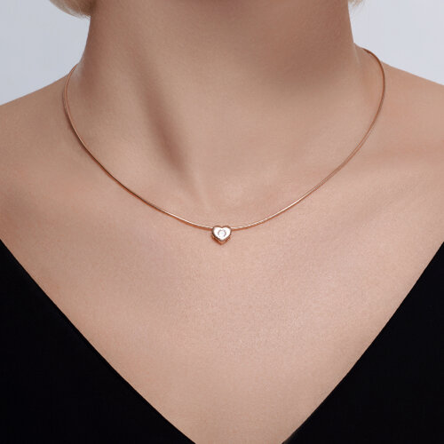 Pandantiv din aur roșu cu pietre Cubic Zirconia Incolor
