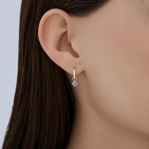 Cercei Creole din aur roșu cu Cubic Zirconia Incolor, Topaz Swiss