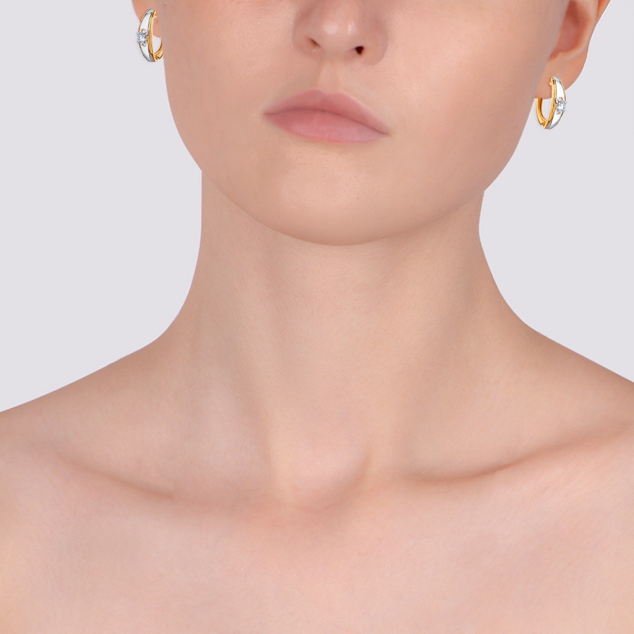 Cercei din aur roșu cu pietre Cubic Zirconia Incolor