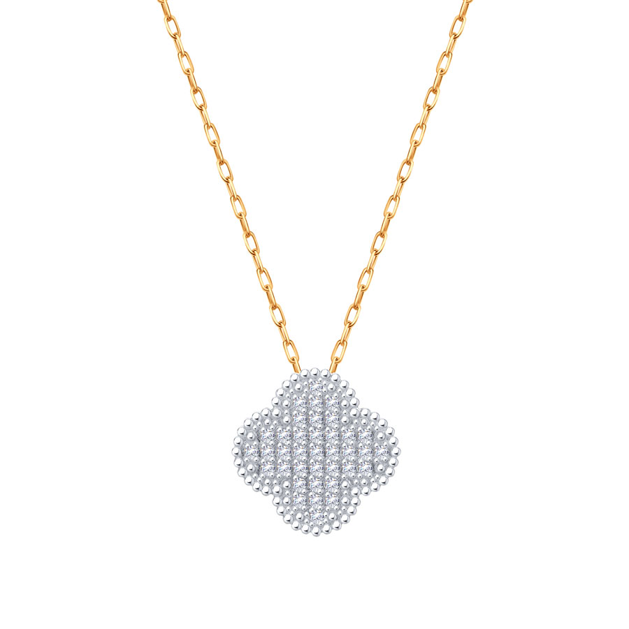Colier din aur roșu cu pietre Cubic Zirconia Incolor
