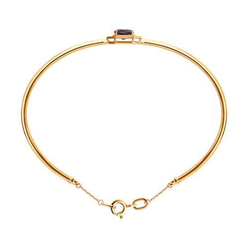 Браслет из красного золота с камнями Бриллиант, Александрит (синт.)