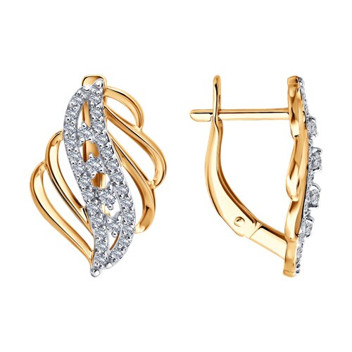 Cercei din aur roșu cu pietre Cubic Zirconia Incolor