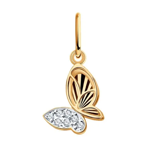 Pandantiv din aur roșu cu Cubic Zirconia Incolor