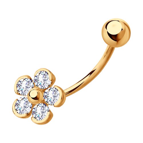 Piercing din aur roșu cu pietre Cubic Zirconia Incolor