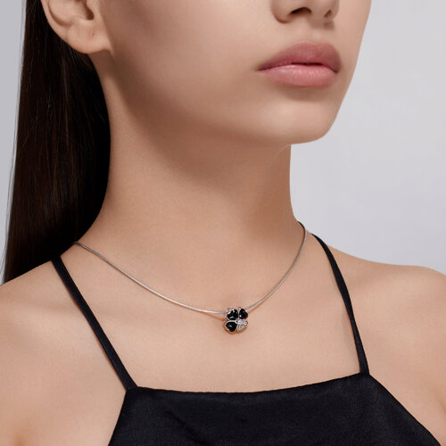 Pandantiv din argint  cu pietre Cubic Zirconia Incolor, Emailare