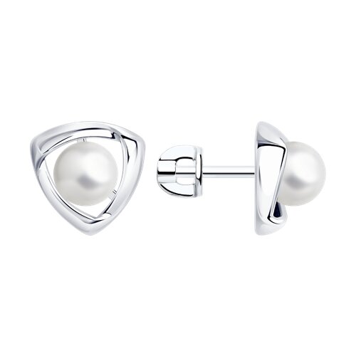 Cercei Pusete din argint  cu pietre Perla Imit.