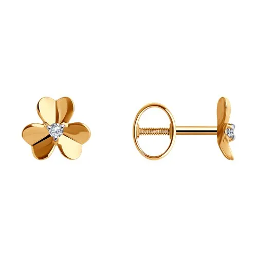 Cercei Pusete din aur roșu cu Cubic Zirconia Incolor