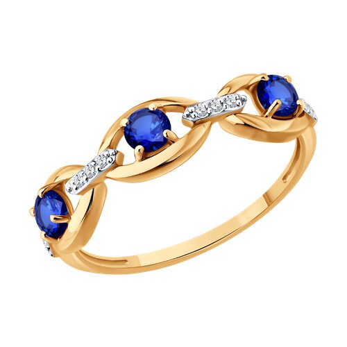 Inel din aur roșu cu pietre Diamant, Safir