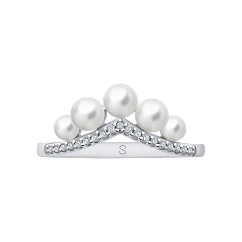Inel din argint cu Cubic Zirconia Incolor, Perla Imit.