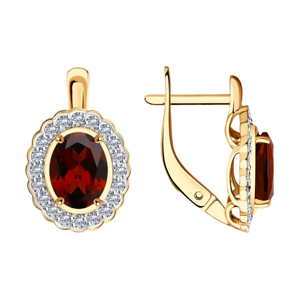 Cercei din aur roșu cu Cubic Zirconia Incolor, Granat