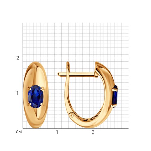 Cercei din aur roșu cu pietre Safir